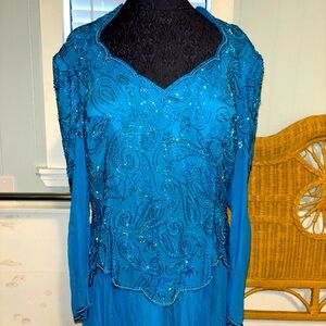 Beaded Vintage Turquoise dress